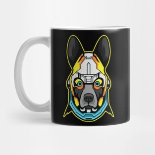 cyborg dog illustration Mug